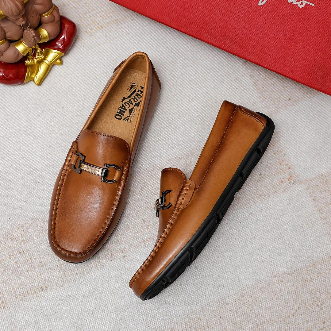 Men's shoes 💰360 🕷🕷【Ferragamo】Ferragamo Popular fashionable casual slip-on shoes🇨🇳Official website counter 1:1 production, original mold opening💯Good quality visible, imported high-end first-layer calfskin, luxurious pigskin lining🌿Very clear texture, high-quality waterproof, non-slip and wear-resistant outsole🎋High quality and low price, truly handmade🍓Color, code number 38-45